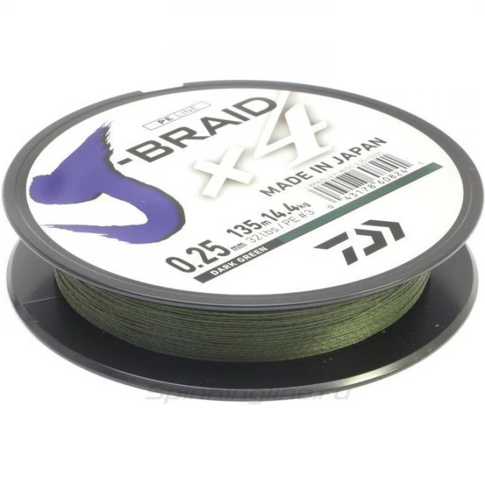 Шнур DAIWA J-Braid X4E-W/SC 0,17мм 135м dark green 12741-017 Шнур DAIWA J-Braid X4E-W/SC 0,17мм 135м dark green 12741-017